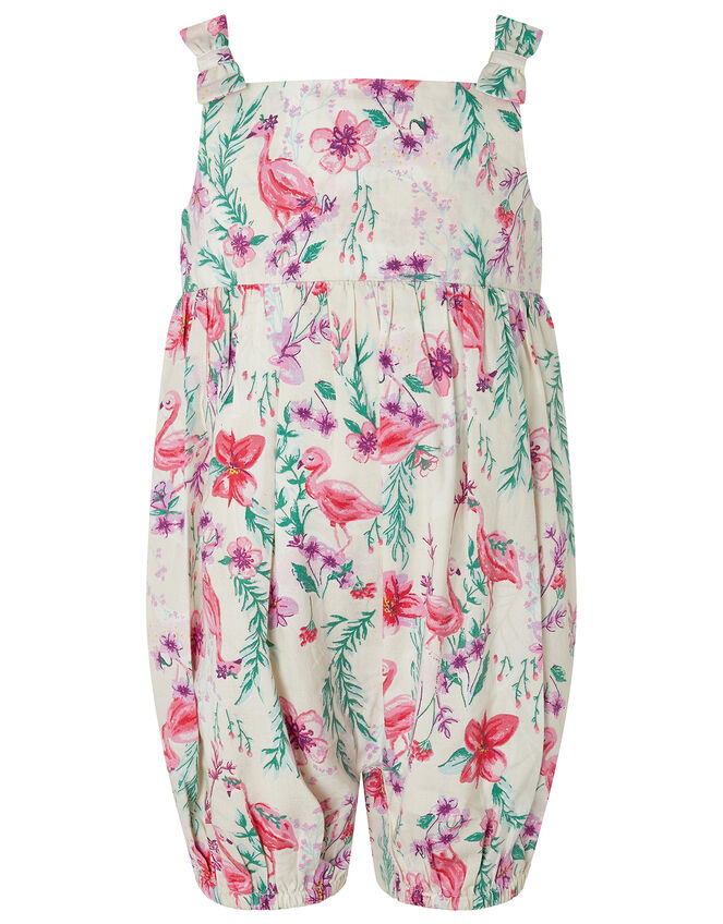 Baby Naya Flamingo Romper in Organic Cotton, Ivory (IVORY), large