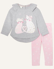 Baby Cat Sweatshirt and Leggings Set, Grey (GREY), large