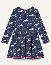 Lana Horse Print Jersey Dress, Blue (NAVY), large