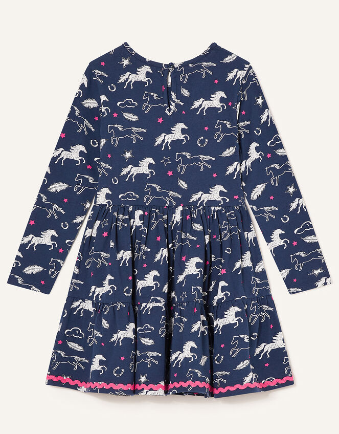 Lana Horse Print Jersey Dress, Blue (NAVY), large
