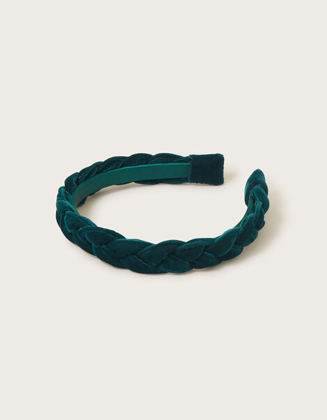 Plait Velvet Headband, Teal (TEAL), large