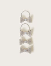 4-Pack Dazzle Bow Hair Set, Silver (SILVER), large