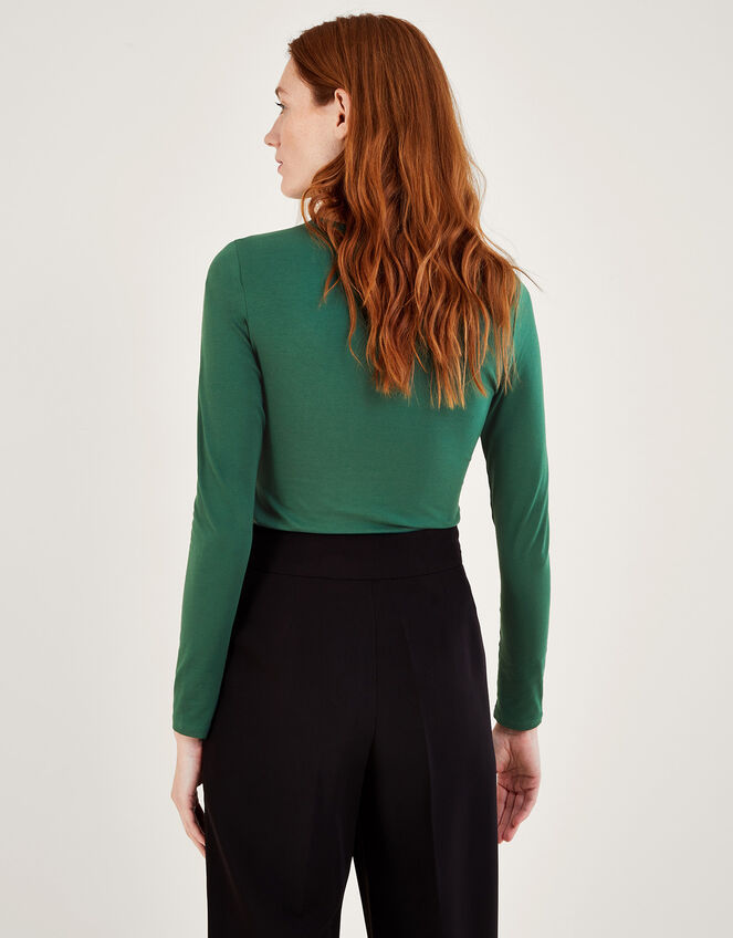 Beaded Cut-Out Detail Jersey Top, Green (KHAKI), large