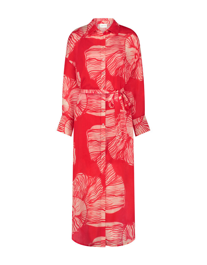 Fabienne Chapot Denis Shell Print Shirt Dress, Red (RED), large