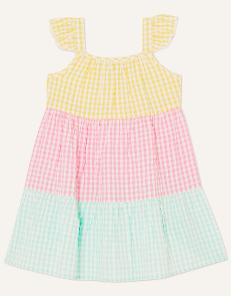 Baby Gingham Colour Block Dress Multi, Multi (MULTI), large