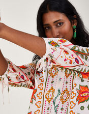 Print Shirred Blouse in LENZING™ ECOVERO™, Ivory (IVORY), large