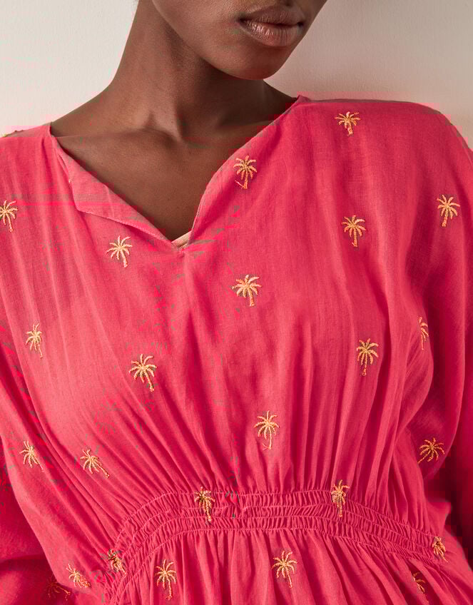 Ivy Palm Embroidered Kaftan, Orange (CORAL), large