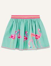 Flamingo Skirt in Pure Cotton, Green (GREEN), large