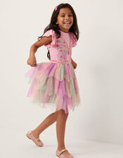 Embellished Butterfly Disco Dress, Pink (PINK), large