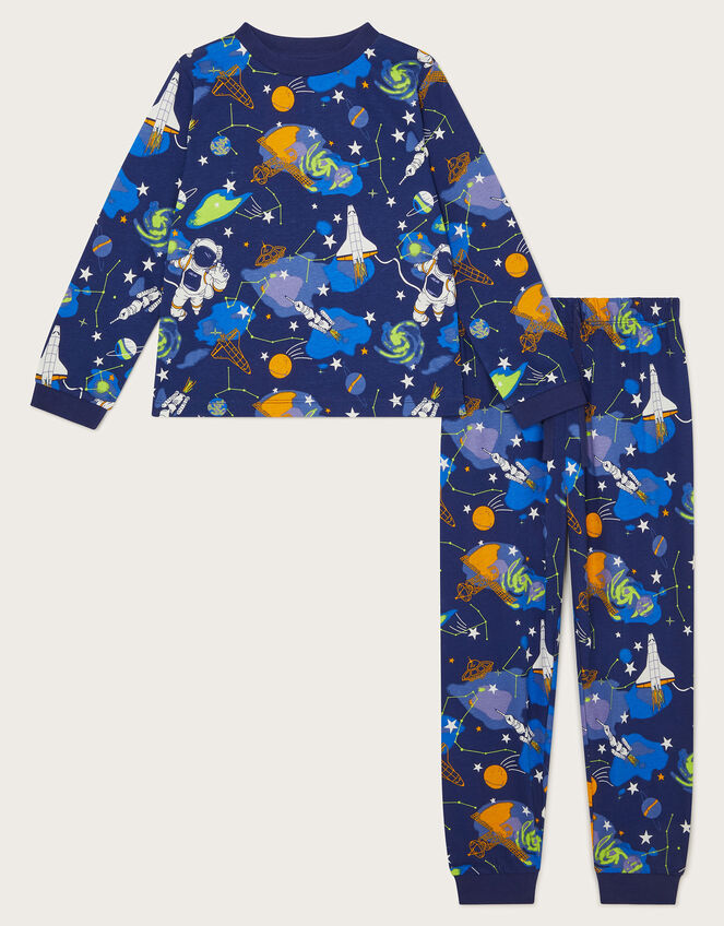 Glow In The Dark Space Print Long Pyjamas Set, Blue (BLUE), large
