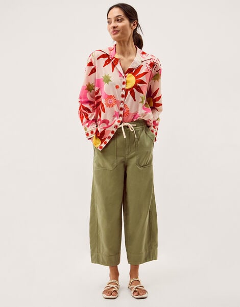 Anissa Sun Print Cotton Shirt, Ivory (IVORY), large