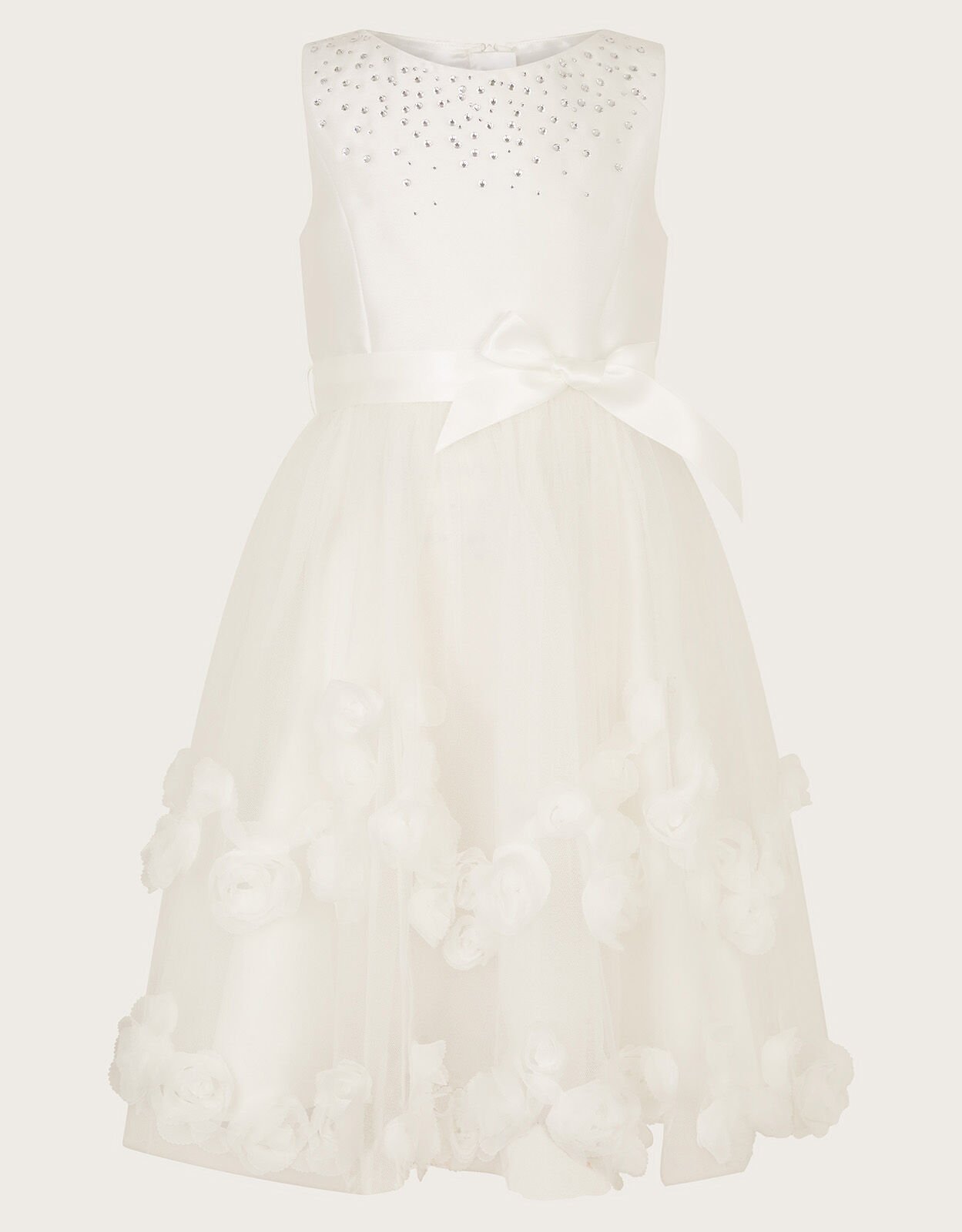 Amber Diamante 3D Roses Dress Ivory Girls Dresses Monsoon Global