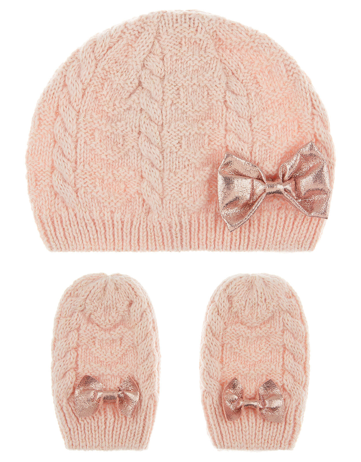 Baby Poppy Beanie and Mittens Set Pink