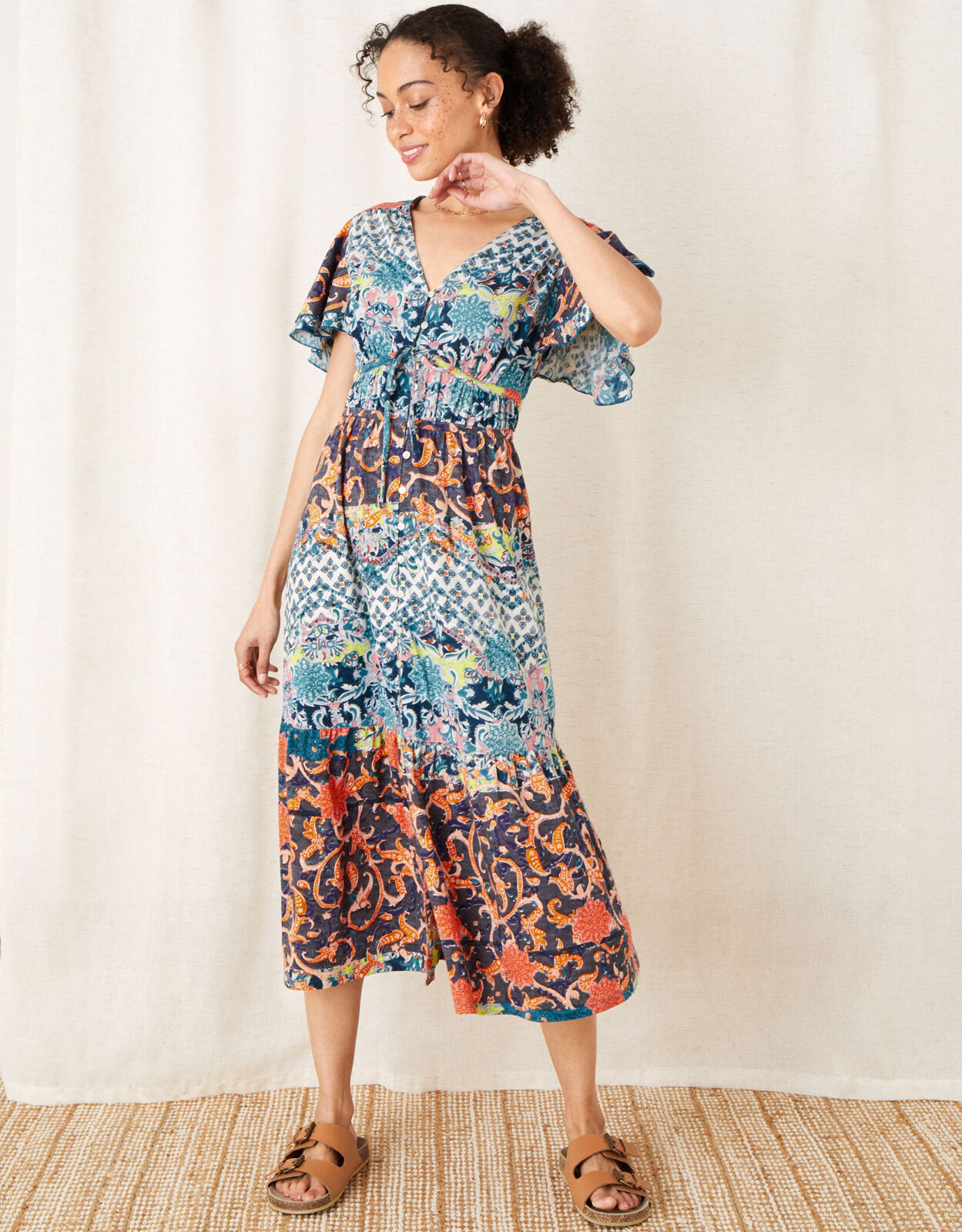 Sufja Printed Jersey Tea Dress Blue