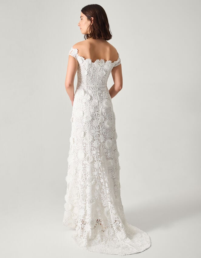 Clare Floral Embroidered Bardot Wedding Dress, Ivory (IVORY), large