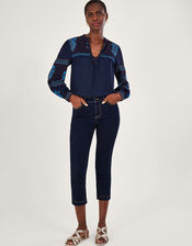 Idabella Crop Skinny Jeans with Recycled Polyester	, Blue (INDIGO), large