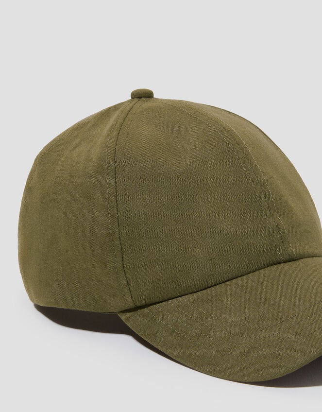 Isha Linen Baseball Cap, Green (KHAKI), large