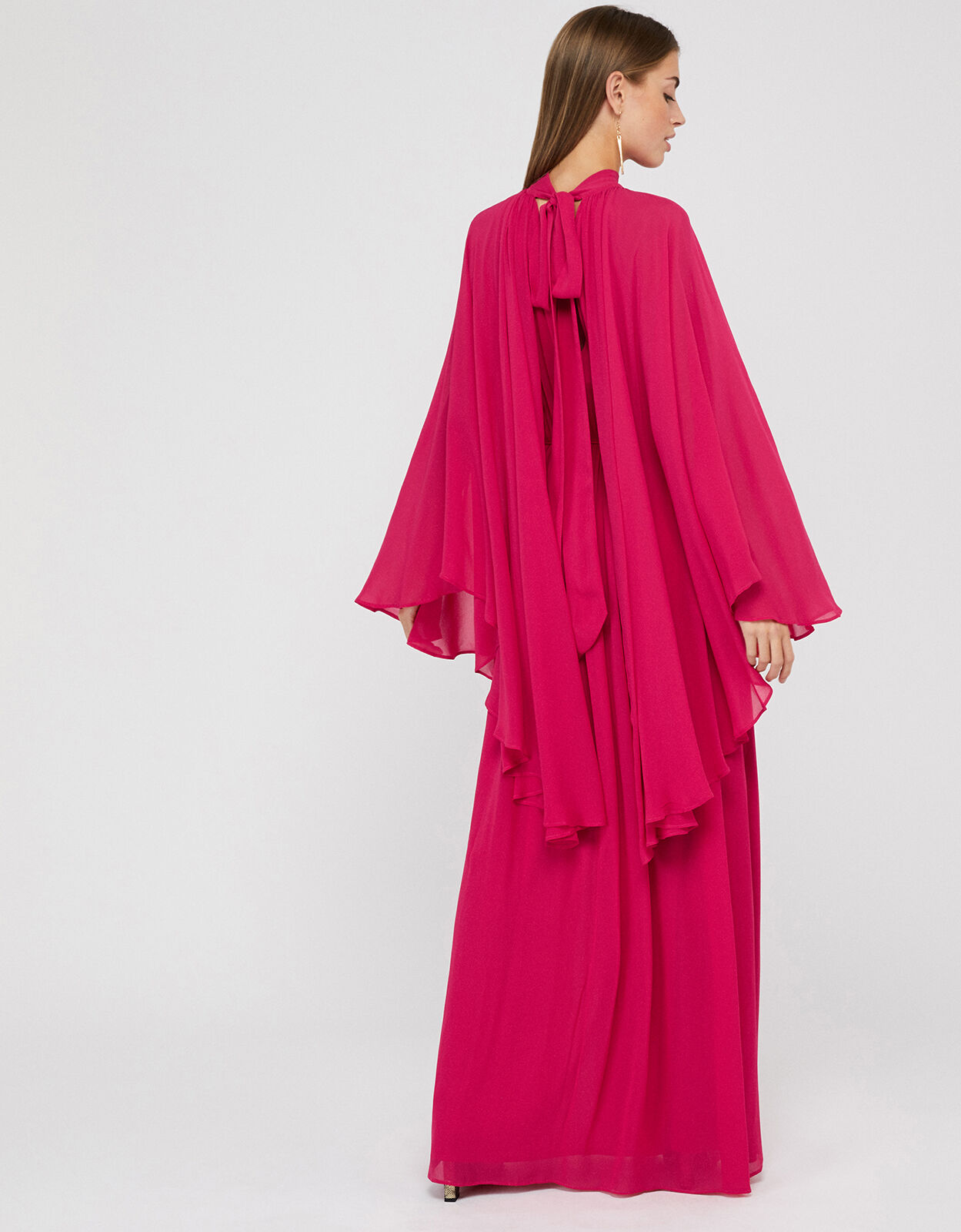 Pink & White Bohemian Maxi Dress with Cape – Label Anushree