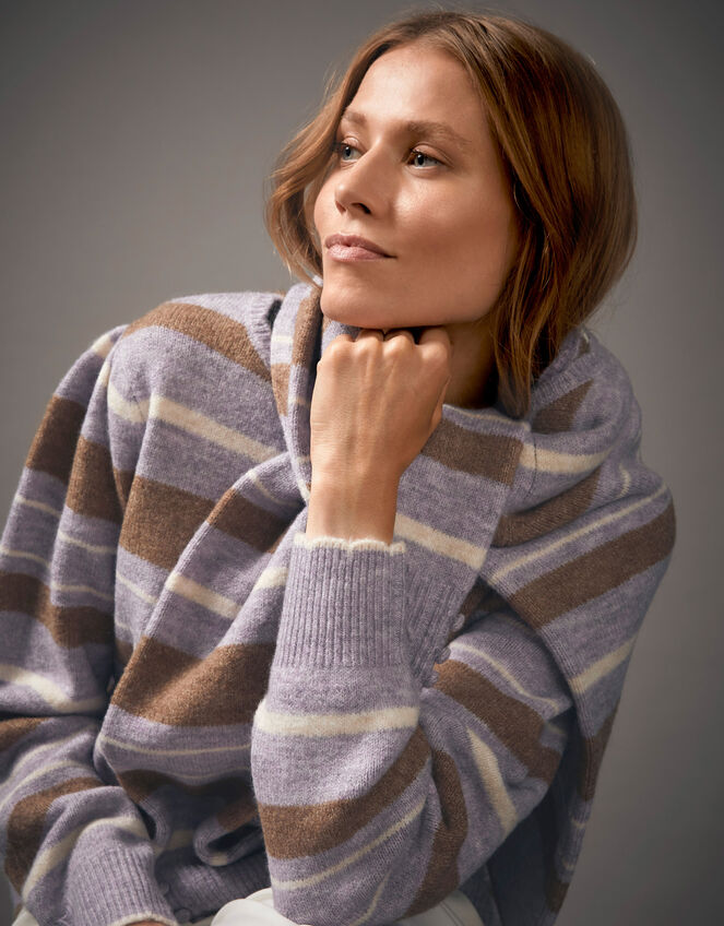 Simone Stripe Sweater, Purple (LILAC), large