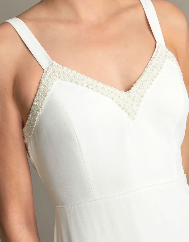 Kate Pearl Trim Bridal Maxi Dress, Ivory (IVORY), large