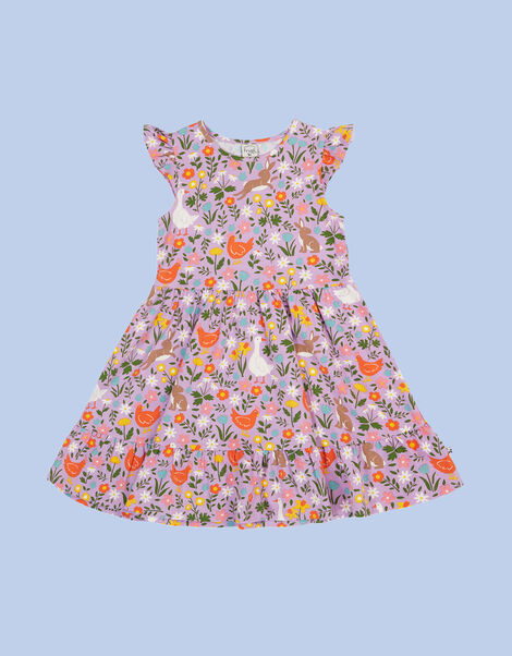 Frugi Olivia Printed Skater Dress, Purple (PURPLE), large