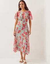 Marlene Floral Print Midi Dress, Green (MINT), large