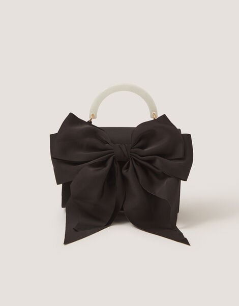 Satin Bow Bag, Black (BLACK), large