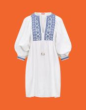 Sunuva Ladies Peruvian Hand-Embroidered Dress, White (WHITE), large