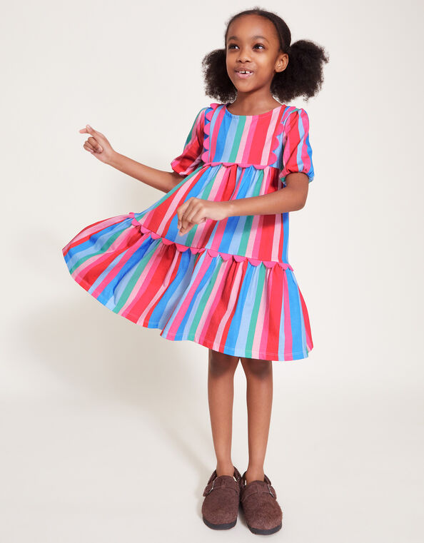 Stripe Scallop Jersey Dress, Multi (MULTI), large