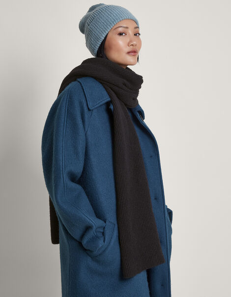 Super Soft Knit Scarf with Recycled Polyester, Black (BLACK), large