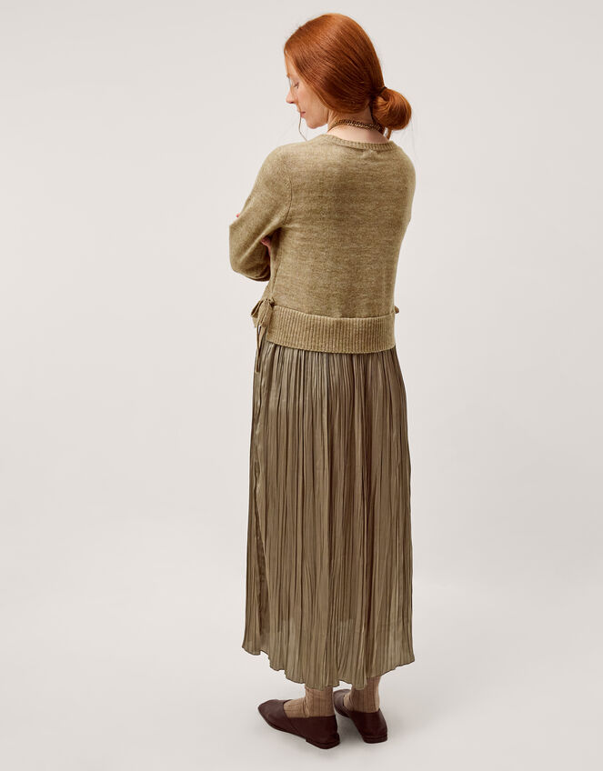Nayla Jumper Pleated Midi Dress, Mink (MINK), large