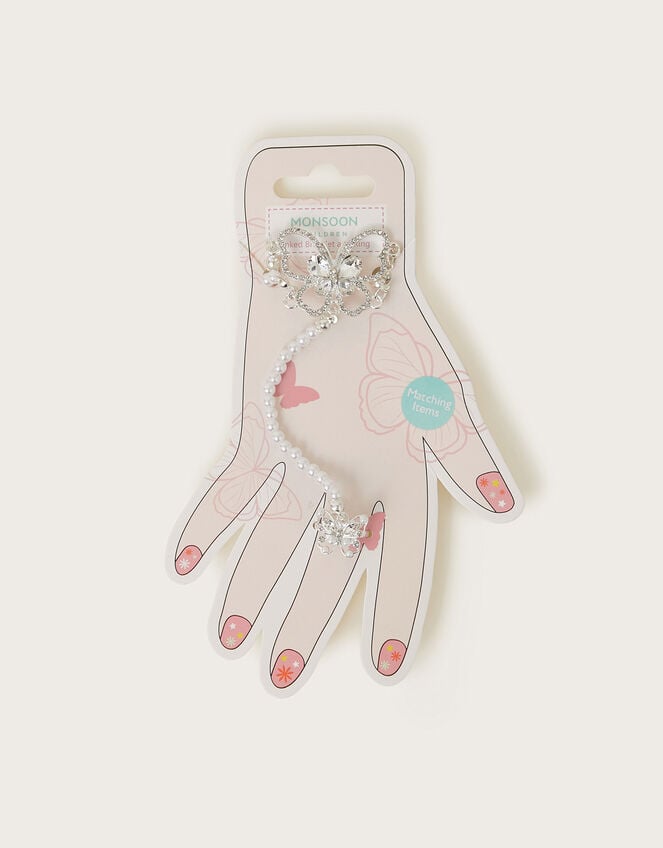 Butterfly Pearl Ring & Hand Chain, , large