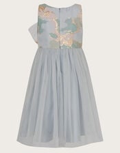Bennie Bow Jacquard Dress, Blue (BLUE), large