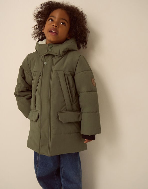 Water-Resistant Padded Coat, Green (KHAKI), large