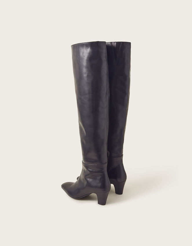 Over the Knee Leather Boots, Black (BLACK), large