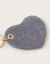 Plain Velvet Heart Keyring, Grey (GREY), large