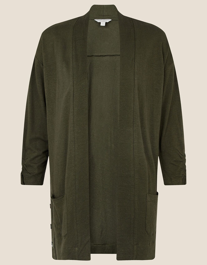 Bonnie Button Cover-Up in Linen Blend , Green (KHAKI), large