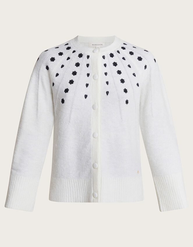 Elle Embroidered Cardigan, Ivory (IVORY), large