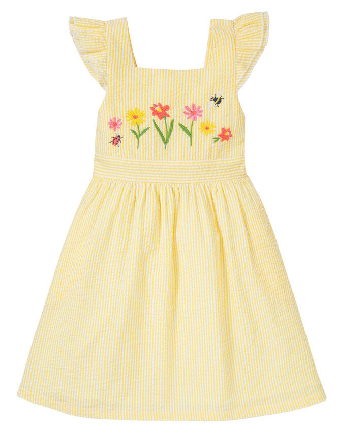 Frugi Embroidered Dress, Yellow (YELLOW), large