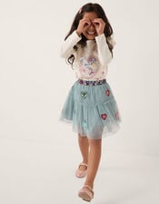 Heart Embellished Tulle Skirt, Green (GREEN), large