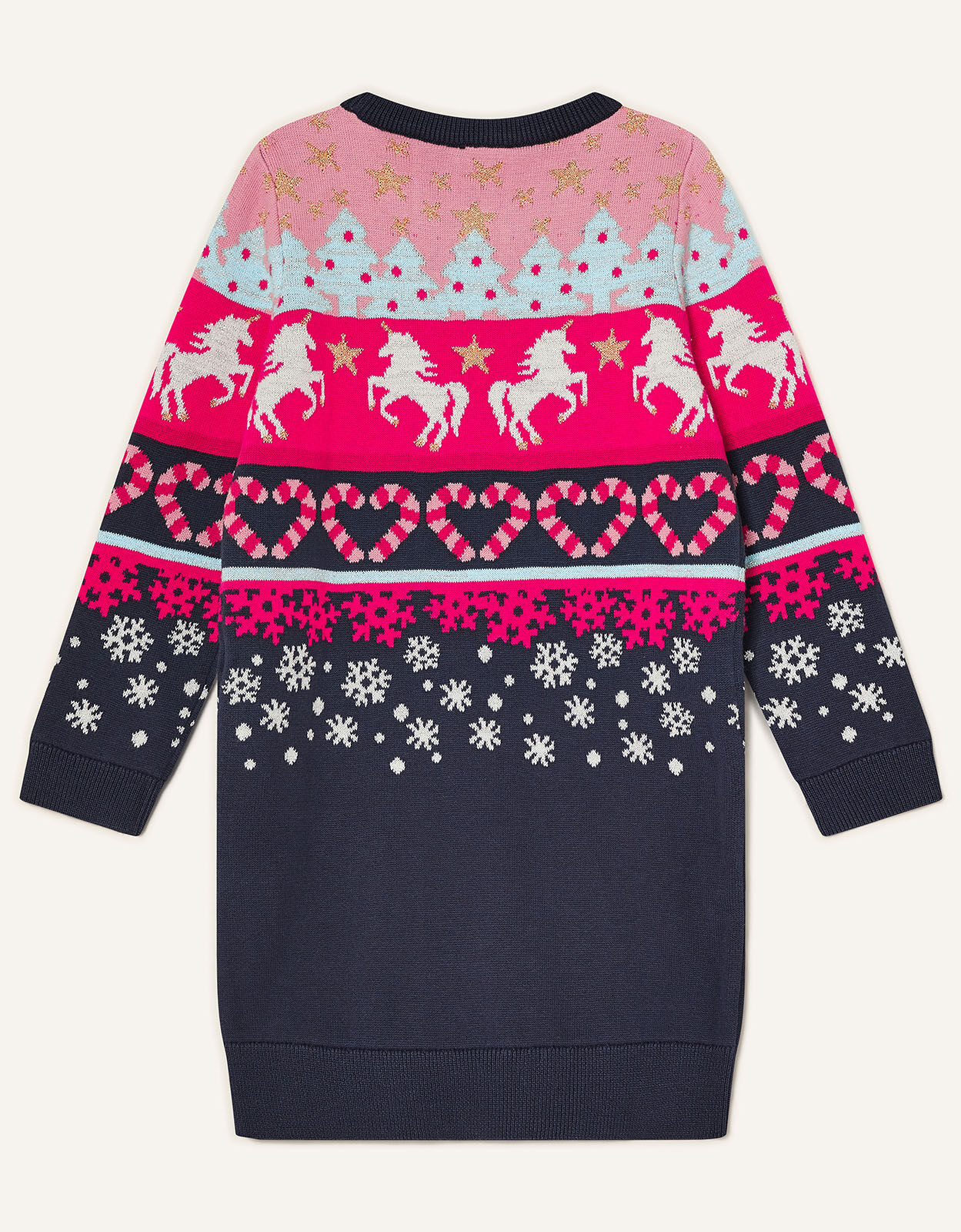 Unicorn Fair Isle Knit Dress Red 