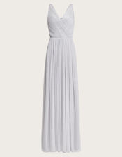 Anne Mesh Maxi Dress, Silver (SILVER), large