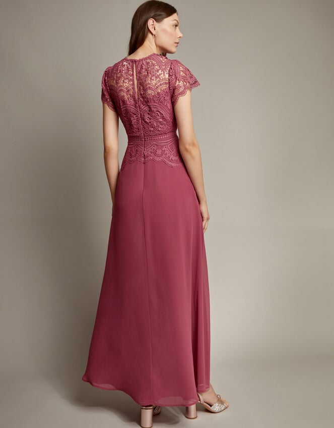 Monica Lace Bridesmaid Dress, DARK PINK, large