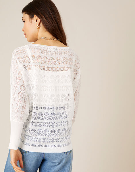 Pippa Pointelle Sheer Jumper  Ivory, Ivory (IVORY), large