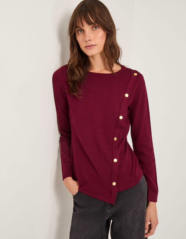 Bonnie Asymmetrical Button Jumper, Red (CHERRY), large