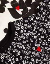2-Pack Floral Print T-Shirts, Black (BLACK), large