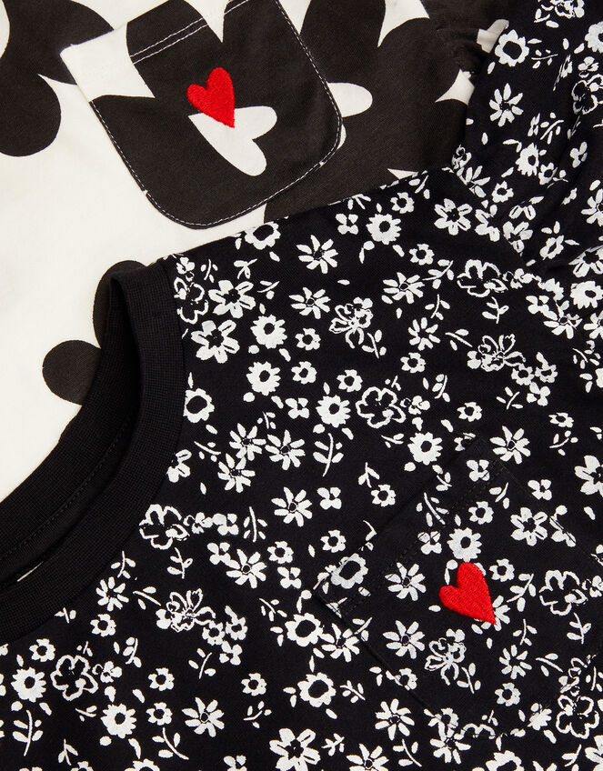 2-Pack Floral Print T-Shirts, Black (BLACK), large