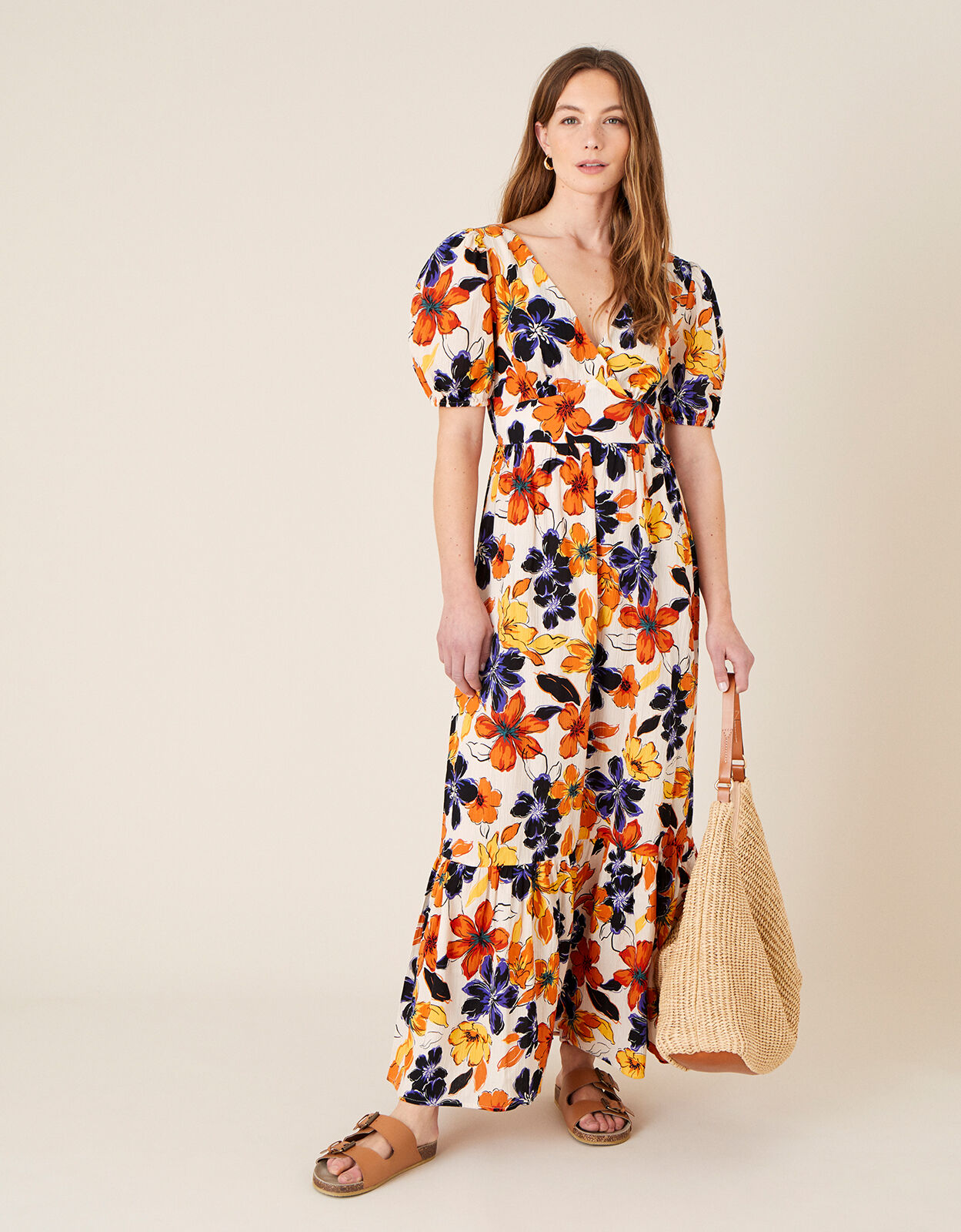 Monsoon orange maxi dress top
