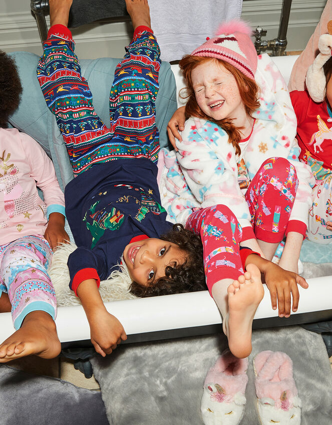 Christmas Dinosaur Pyjama Set, Blue (NAVY), large