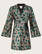 Sasha Sequin Wrap Dress, Gold (GOLD), large